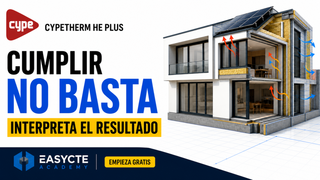 Técnico interpretando resultados de justificación energética en CYPETHERM HE Plus