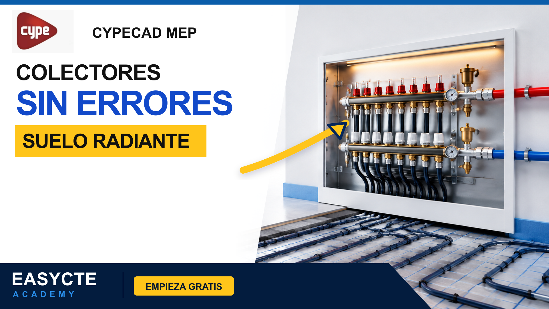 Cuadro de colectores y suelo radiante para cálculo de climatización en CYPECAD MEP