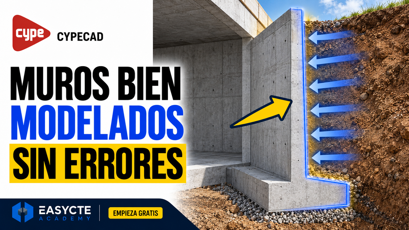 Muros de contención de hormigón armado con CYPECAD